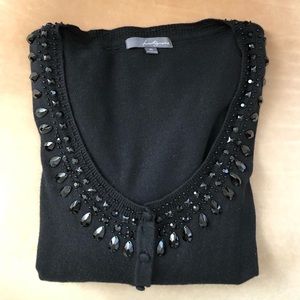 Embellished Beaded Rhinestone Black Cardigan- Juniors Size M
